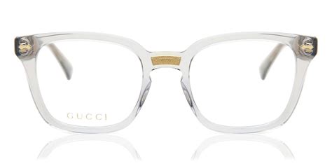 gucci 1840|Gucci Rectangular Eyeglasses GG0184O 005 Transparent Gray .